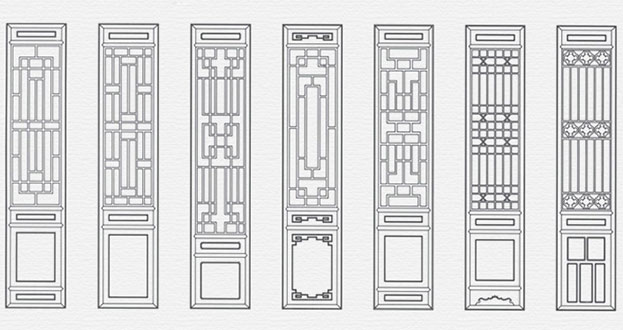 道县常用中式仿古花窗图案隔断设计图