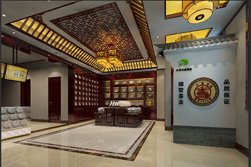 道县古朴典雅的中式茶叶店大堂设计效果图